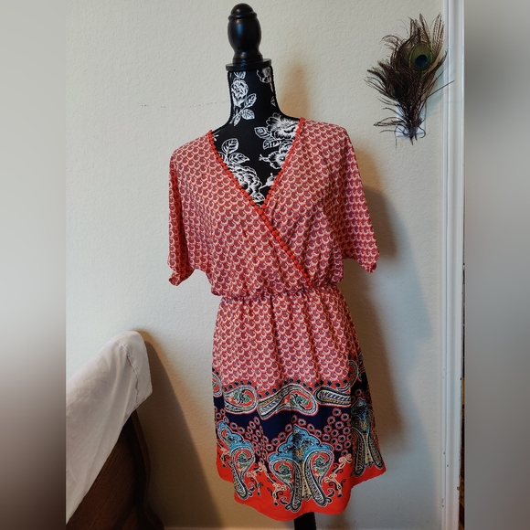Francesca's Collections Dresses & Skirts - NWT Francesca's Collection Adorable "Mya'n Bohemian Midi Dress (Medium) 🧡🤍🩵🧡